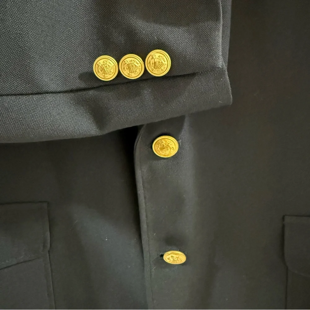 Adams Row Vintage Navy Brass Button Blazer Mens 50R Wool Prep Club USA
